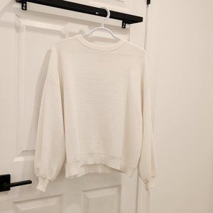 RD Style White Ballon Sleeved Sweater WITH FLAW